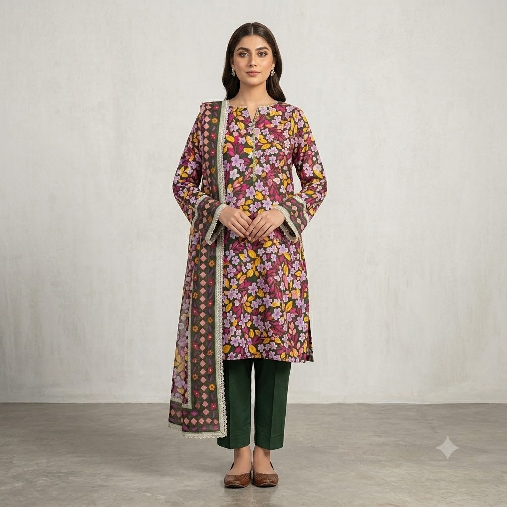 Sapphire 3 Piece Printed Lawn Suit