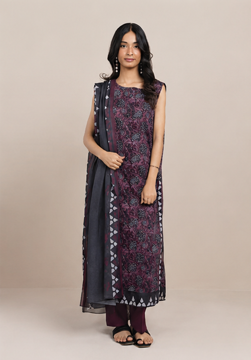 Alkaram Summer '26 MSB26-44 Maroon 3 Piece Printed Lawn Suit - Image 2