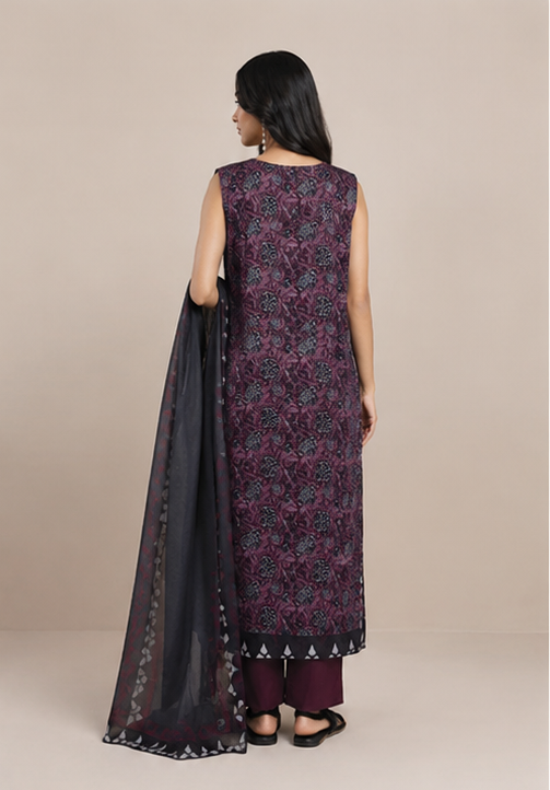 Alkaram Summer '26 MSB26-44 Maroon 3 Piece Printed Lawn Suit - Image 3