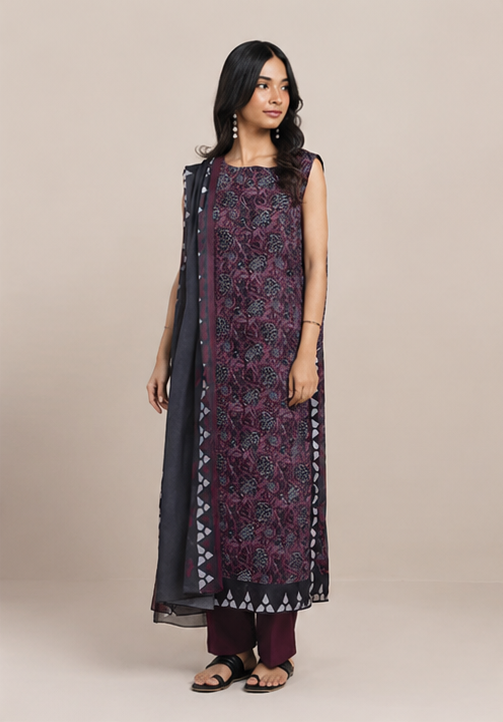 Alkaram Summer '26 MSB26-44 Maroon 3 Piece Printed Lawn Suit - Image 4