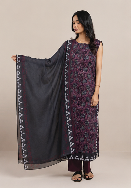 Alkaram Summer '26 MSB26-44 Maroon 3 Piece Printed Lawn Suit - Image 5