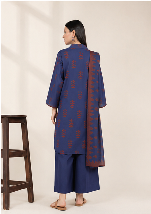 Alkaram Summer'26 MSB26-17 Blue Printed Lawn 3 Piece Suit - Image 5
