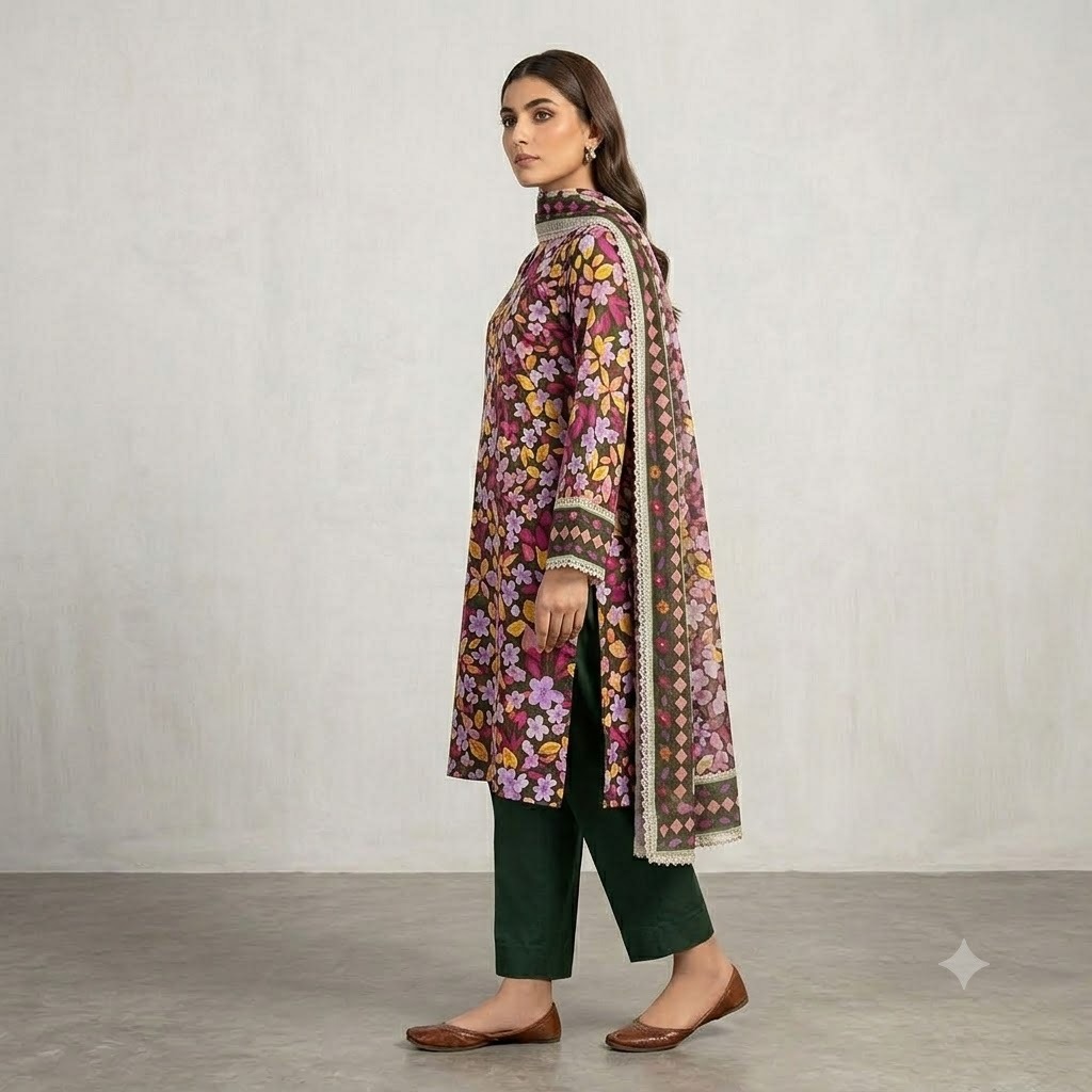 Sapphire 3 Piece Printed Lawn Suit - Image 5