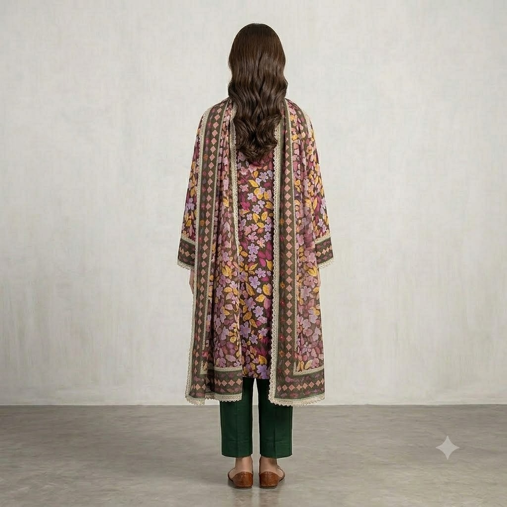 Sapphire 3 Piece Printed Lawn Suit - Image 4