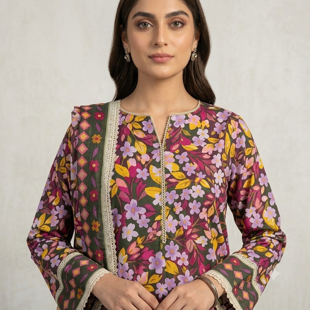 Sapphire 3 Piece Printed Lawn Suit - Image 3
