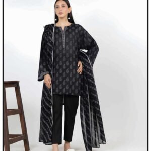 Alkaram Summer '26 Black 3 Piece Printed Lawn Suit for Women