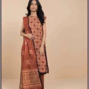 Alkaram Summer Rust 3 Piece Printed Lawn Suit for Women