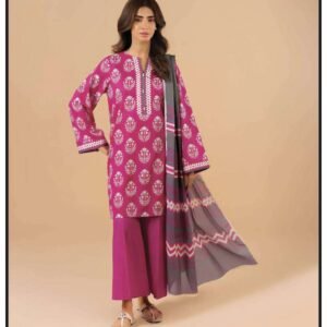 Alkaram Summer Collection Pink 3 Piece Printed Lawn Suit for Women