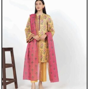 Alkaram Summer'26 Yellow 3-Piece Printed Lawn Suit