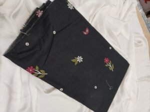 Nishat Black Floral Printed Unstitched Women's Suit