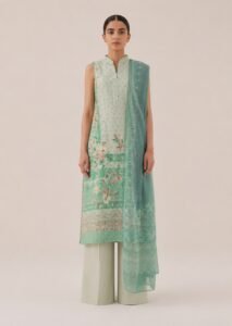 Sapphire 3 Piece Embroidered Cotton Viscose Suit – Mint Green