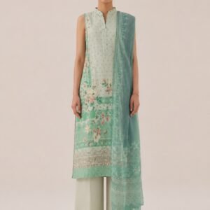 Sapphire 3 Piece Embroidered Cotton Viscose Suit – Mint Green