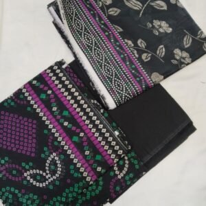 Sapphire Black Printed Lawn Suit with Purple Embroidery Design