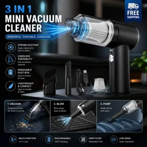 3-in-1 Portable Cordless Vacuum Cleaner | Handheld Dust Cleaner