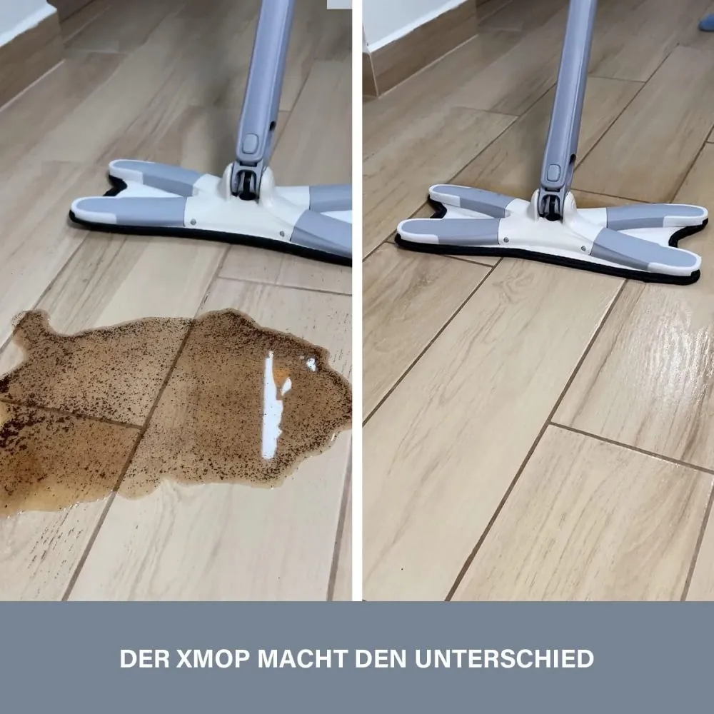 X-Type Flat Microfiber Floor Mop with 360° Squeeze System - Image 5