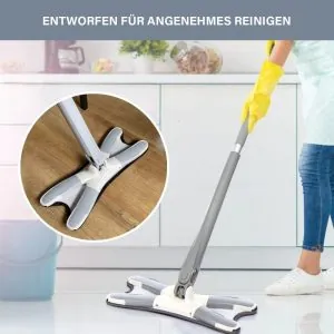 X-Type Flat Microfiber Floor Mop with 360° Squeeze System