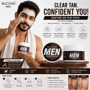 NICONI MEN Enzyme De-Tan Pack for Face & Body | Refreshing Men's Skincare