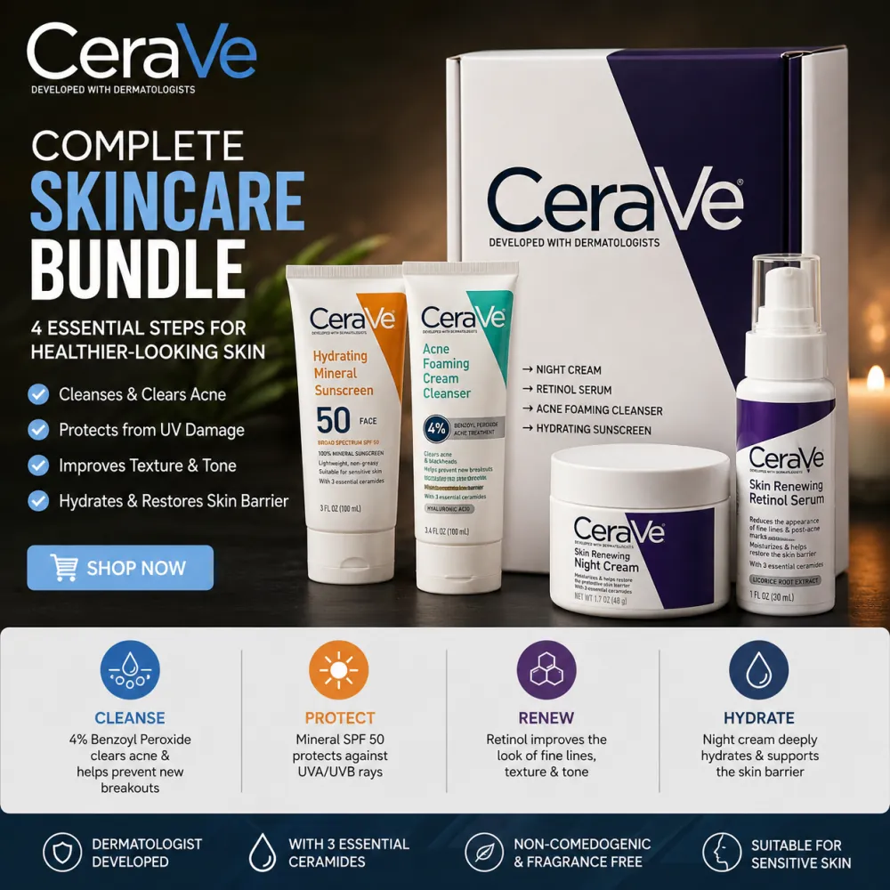 CeraVe Skincare Bundle – Acne, Retinol & SPF 50